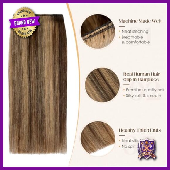 Human Hair Clip-In Extensions, 4 Pieces, Straight, Adds Volume main image 6